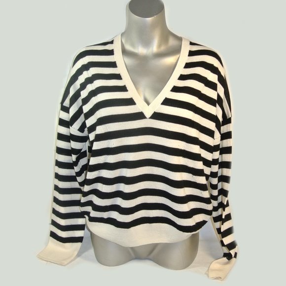 Rag & Bone/JEAN Bevan Striped V Neck Sweater - Picture 6 of 10